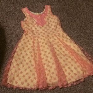 Yellow sundress with pink flowers